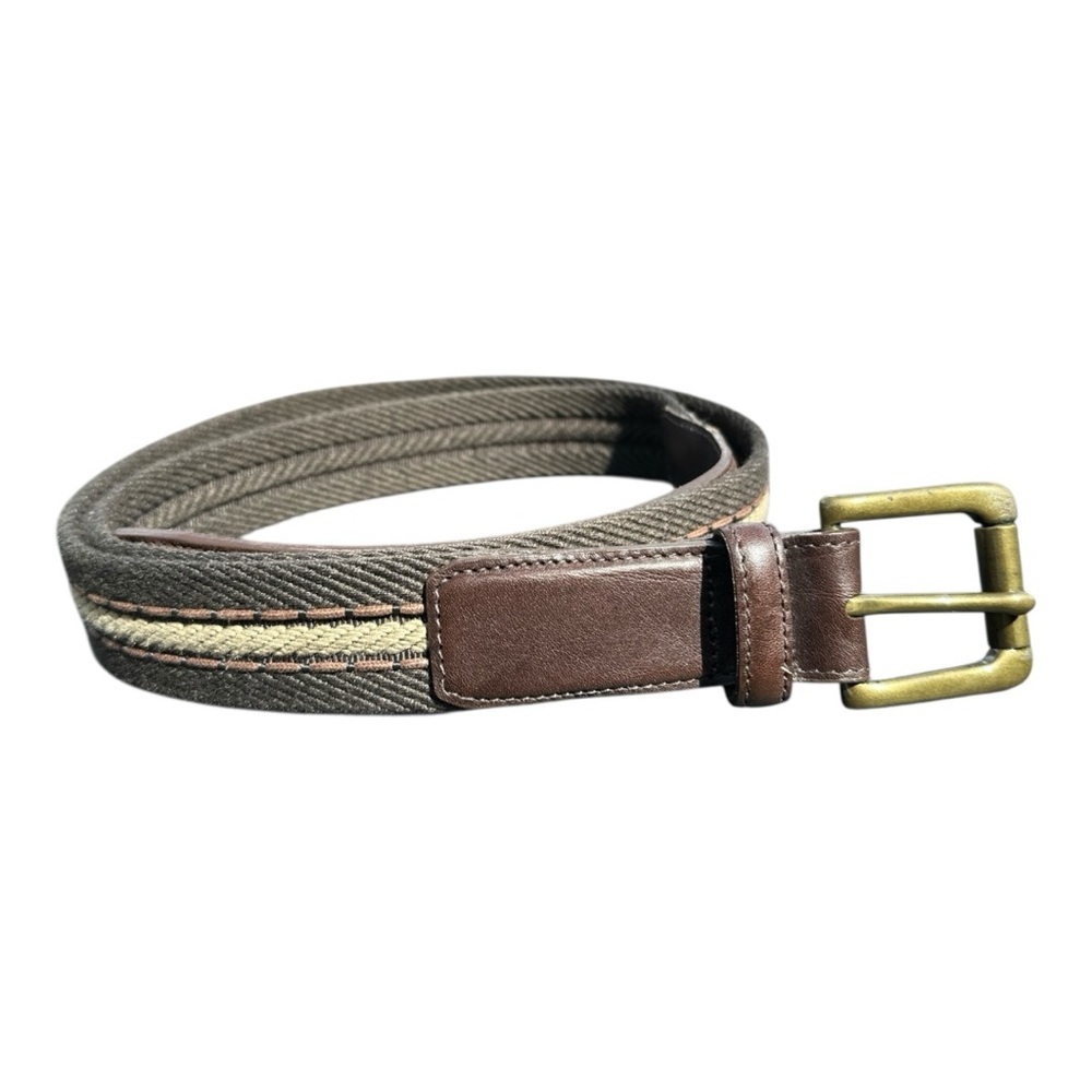 Duluth Trading Co Brown and Gold Belt with Brass Buckle